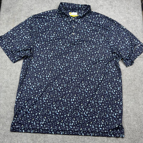 Jack Nicklaus Other - Jack Nicklaus Mens‎ Large Navy Blue Beach Print Eco Choice Golf Polo Shirt